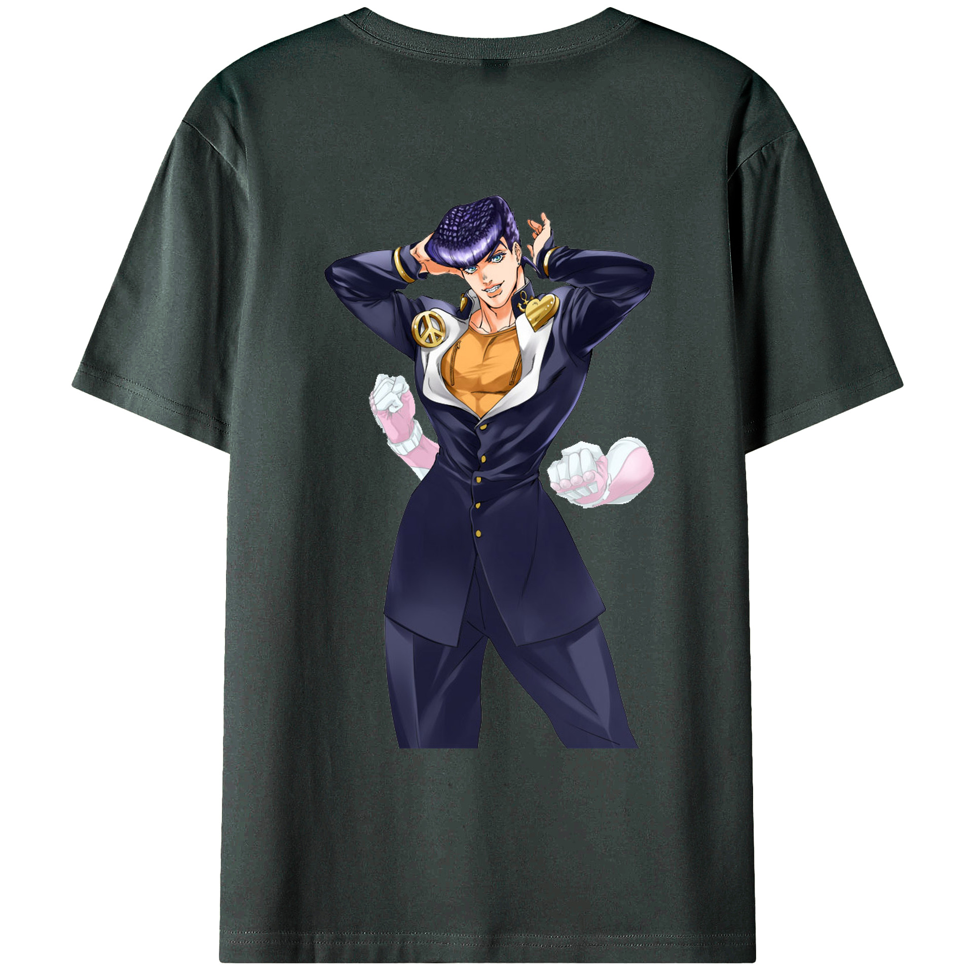 （画像用） ジョジョの奇妙な冒険 ひがしかた じょうすけ JoJo's Bizarre Adventure Higashikata Josuke 綿100％ メンズ半袖Tシャツ（バックプリント） 通気性